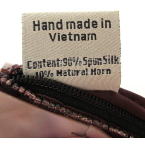 Horn  & Silk Wristlet Clutch Purse W Beaded Braided Strap Vintage Mod by Design - Picture 5 of 8